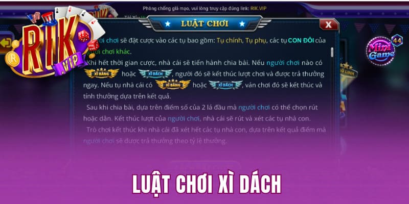 Các thông tin cần biết trong luật chơi xì dách